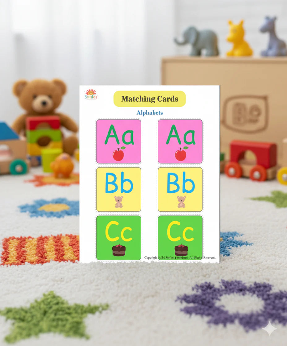 Matching Cards | Printable Preschool Learning Game | Alphabet, Numbers, Colors & Shapes Matching Activity