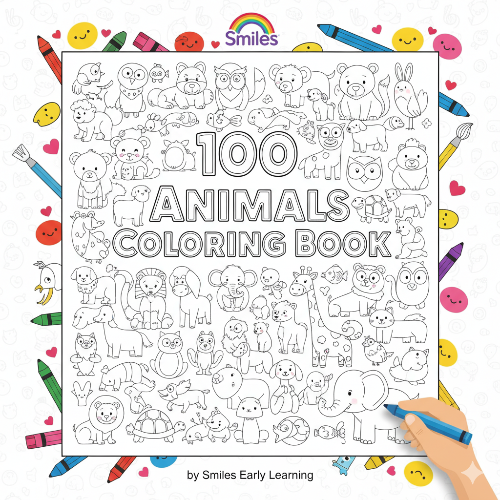100 Animals Coloring Book