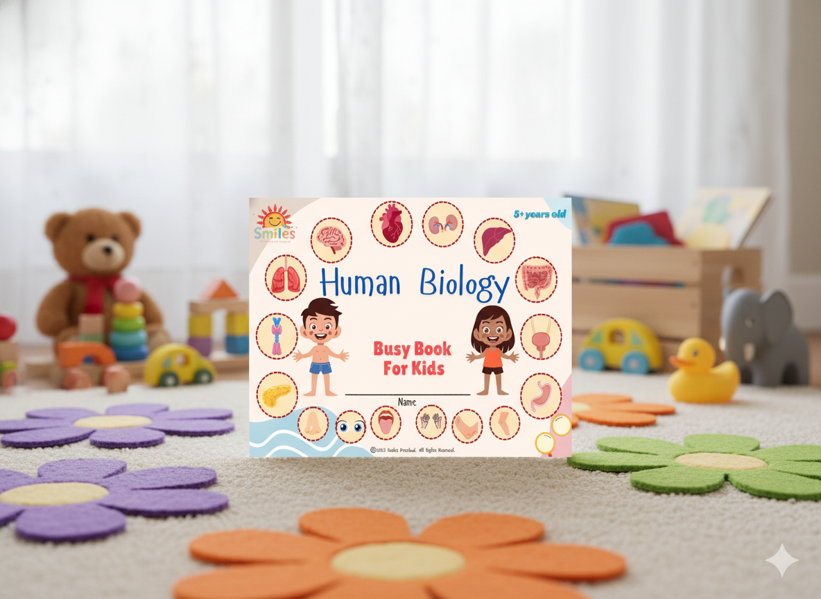 🧠 Human Biology Busy Book | Body Parts & Senses | Printable Preschool Learning Set