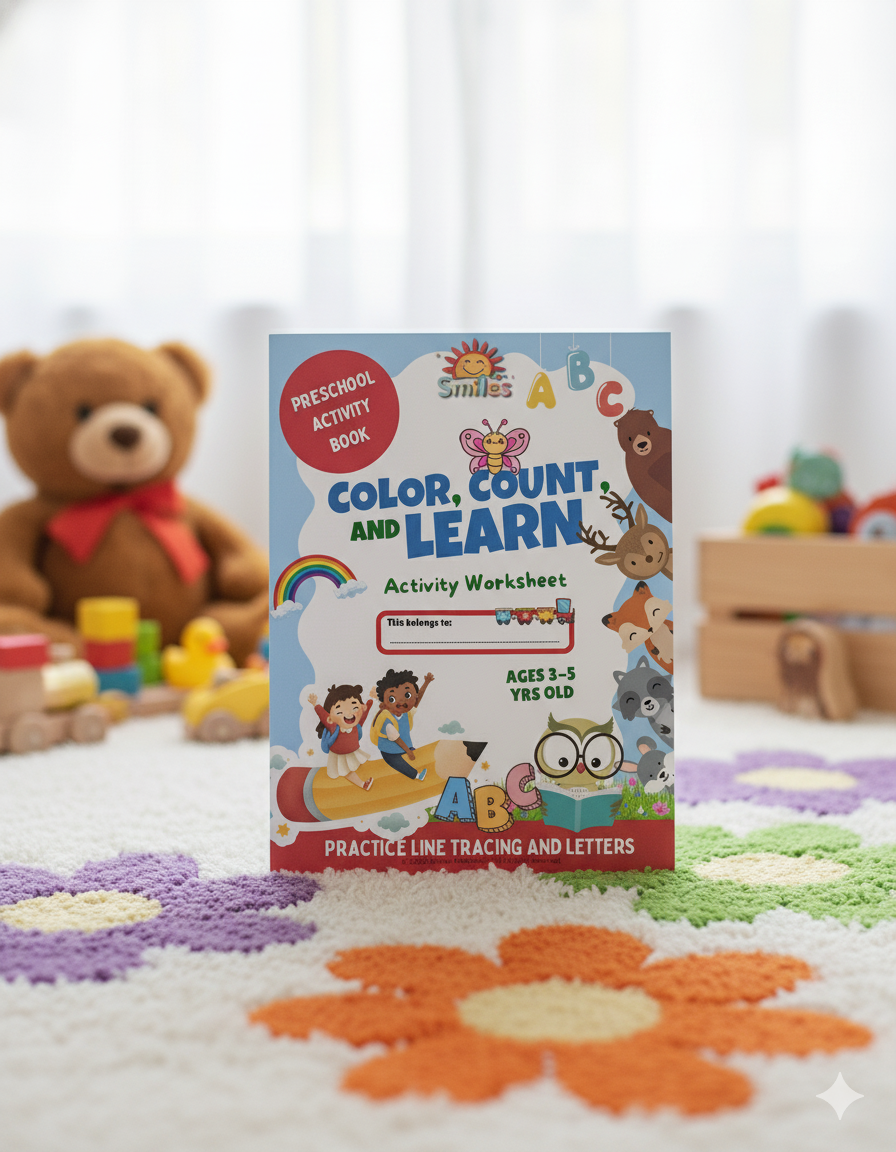 🔢 Color, Count & Learn Activity Worksheet 🌈