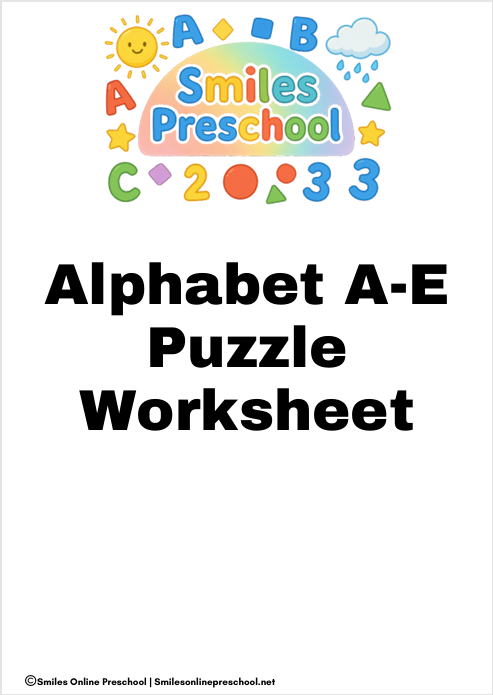🔤 Alphabet Puzzle A–E Set | Early Literacy & Problem-Solving | Printable Preschool Puzzle Activity