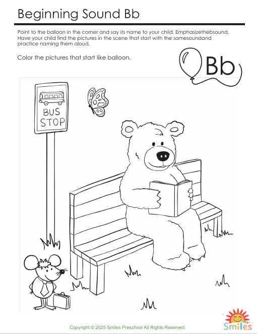 🎨🔤 Beginning Sounds Printable — Preschool Fun Learning Worksheets🧒📚✨