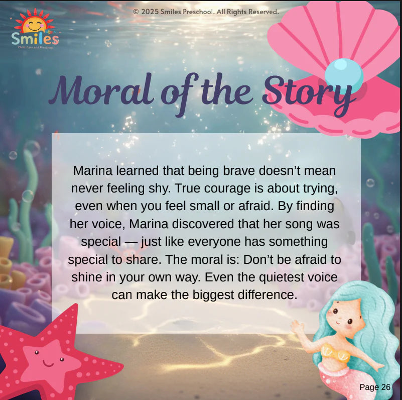 MARINA the Shy Mermaid | Printable Storybook PDF | Inspiring Moral Story About Courage & Self-Belief