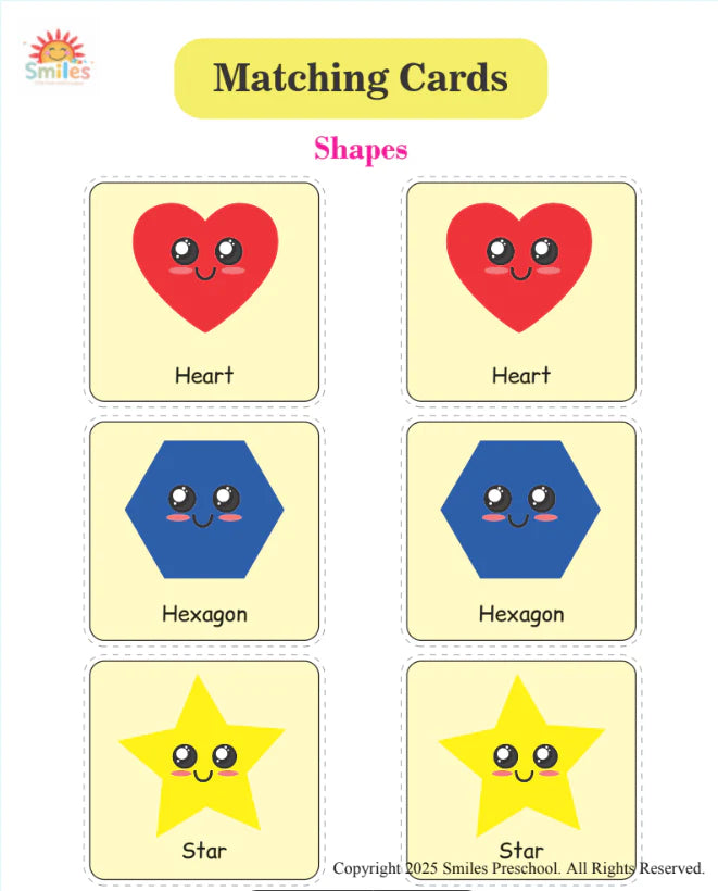 Matching Cards | Printable Preschool Learning Game | Alphabet, Numbers, Colors & Shapes Matching Activity