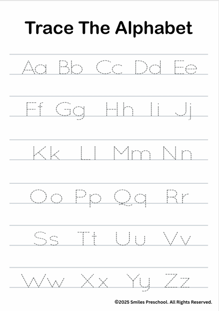 🚀 A to Z Tracing | Alphabet Writing Practice | Printable Preschool Tracing