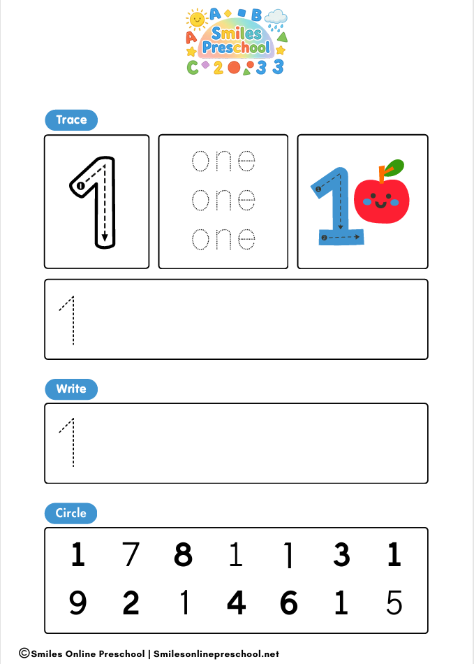 Number Recognition Worksheets