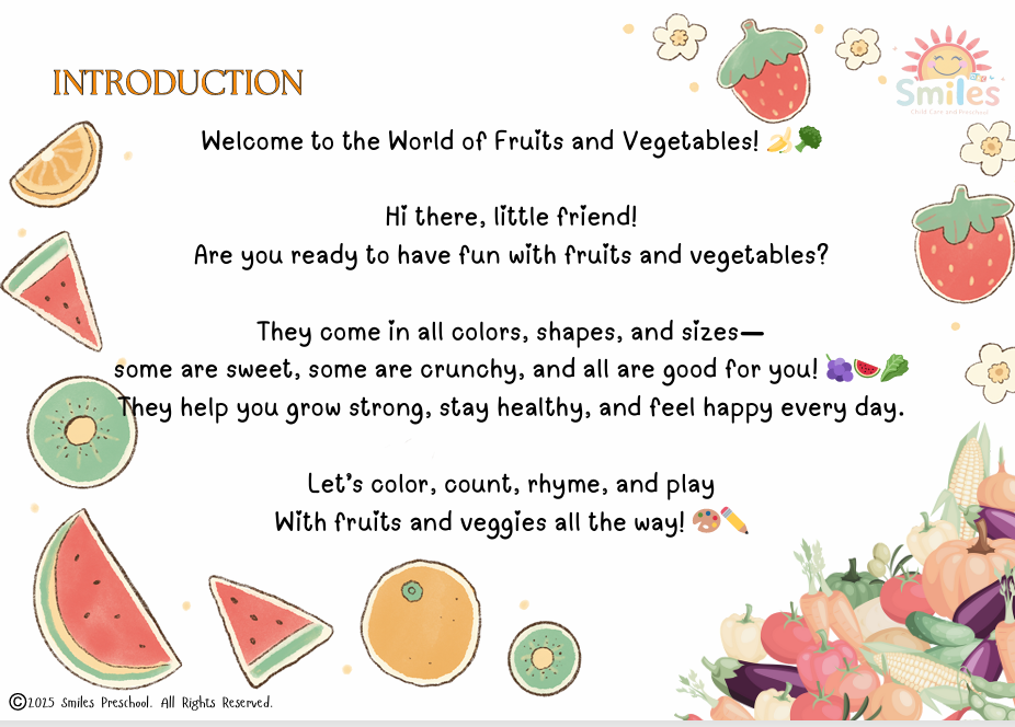 🍎 Fruits & Vegetables Coloring Activity Book 🥦