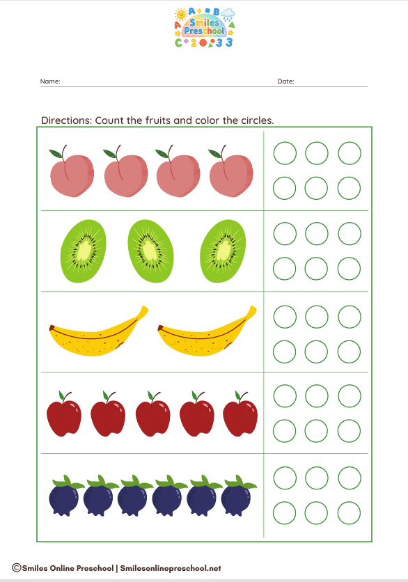 🍎 Fruits and Worksheets | Early Learning & Fine Motor Practice | Printable Preschool Activity