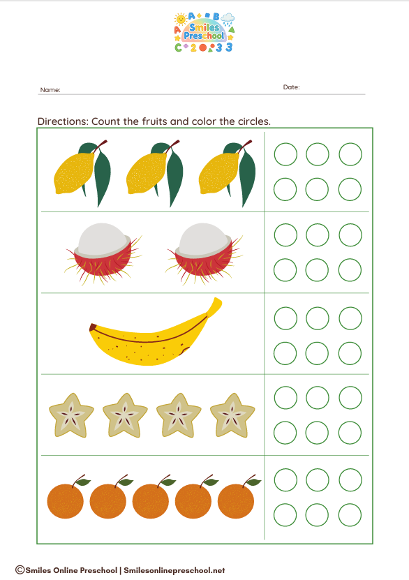 🍎 Fruits and Worksheets | Early Learning & Fine Motor Practice | Printable Preschool Activity
