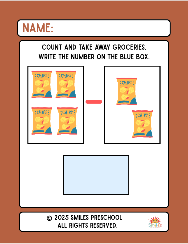 🍇 Fruits in the Cart: Take Some Away | Early Math & Subtraction | Printable Preschool Worksheet