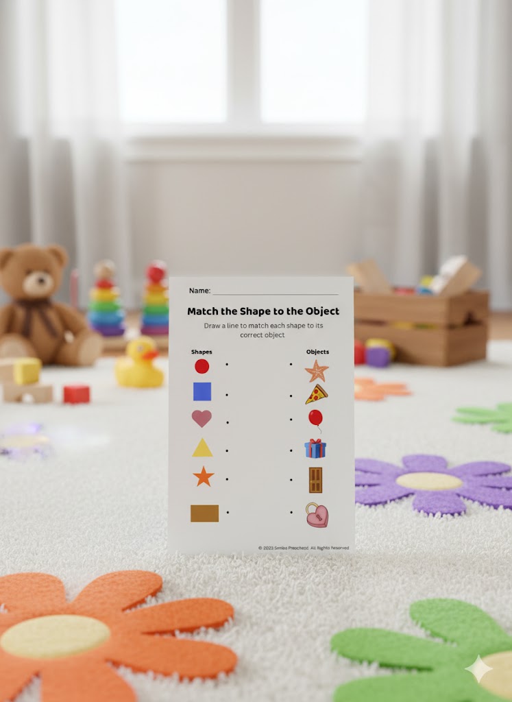 🔺 Match the Shape to the Object | Shapes & Logic | Printable Preschool Learning Activity